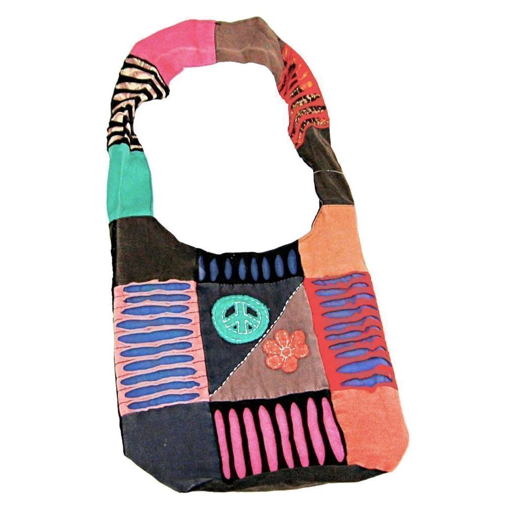 Hobo Shoulder Bag Handbag Hippie Peace Bohemian Patchwork Wide Strap Festival